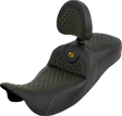 SADDLEMEN Extended Reach Roadsofa™ Seat - Dragon Scale - Gold Stitch - with Backrest - Touring '08-'25 808-07B-209B7