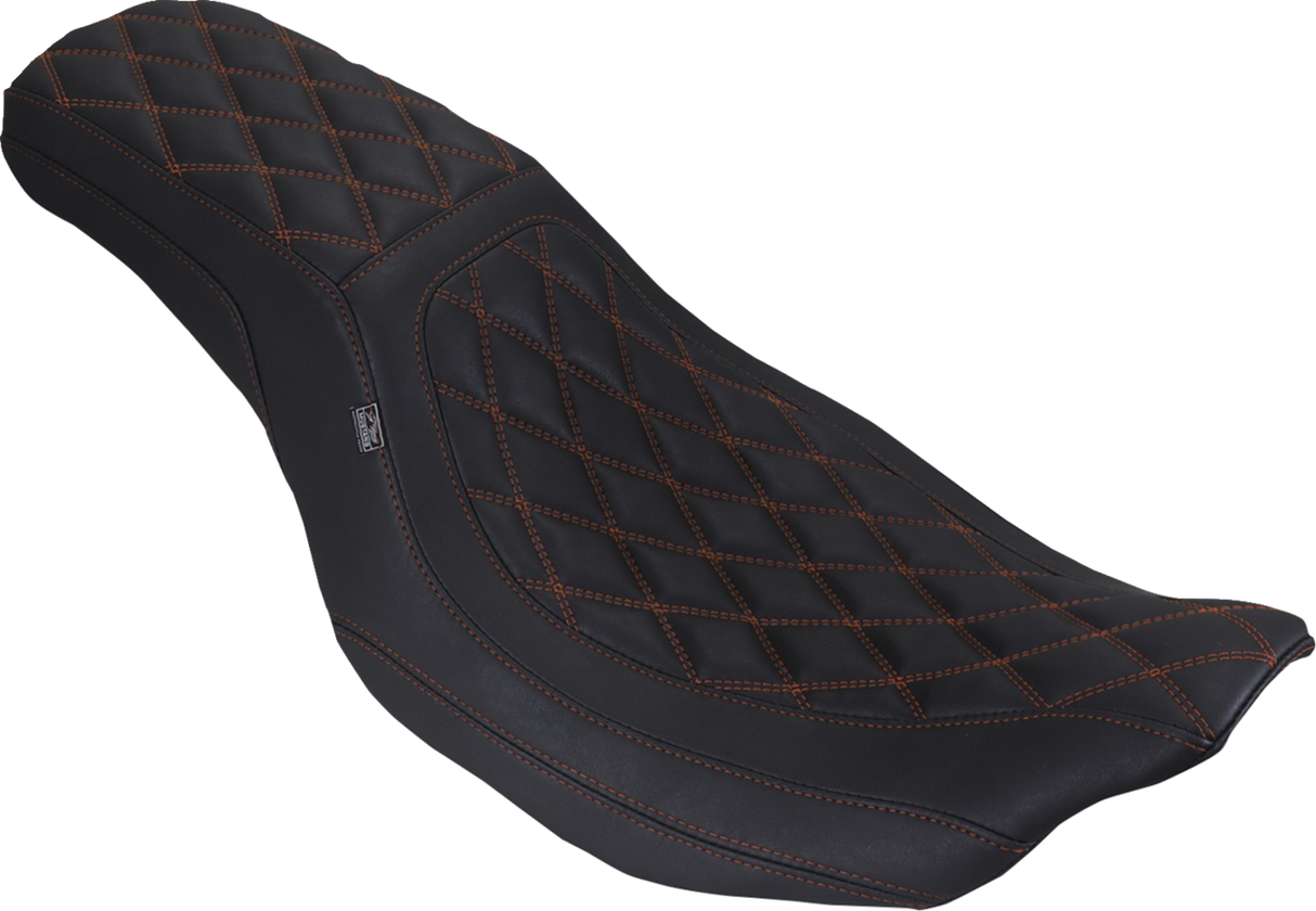 MUSTANG Low Squareback Seat - Double Diamond - Mandarin Orange Stitch - FLH/FLT '23-'25 88514 MO