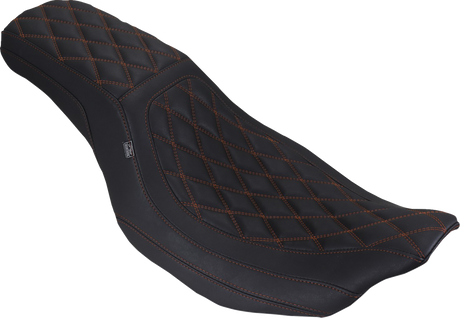 MUSTANG Low Squareback Seat - Double Diamond - Mandarin Orange Stitch - FLH/FLT '23-'25 88514 MO