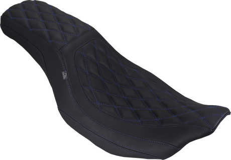 MUSTANG Low Squareback Seat - Double Diamond - Sky Blue Stitch - FLH/FLT '23-'25 88514 SB