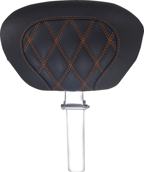 MUSTANG Driver Backrest - Double Diamond - Mandarin Orange Stitch - FLH/FLT '08-'25 89539MO