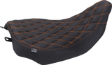 MUSTANG Runaround™ Solo Seat - Double Diamond - Mandarin Orange Stitch - FLT/FLH '23-'25 88020MO