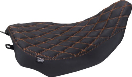 MUSTANG Runaround™ Solo Seat - Double Diamond - Mandarin Orange Stitch - FLT/FLH '23-'25 88020MO