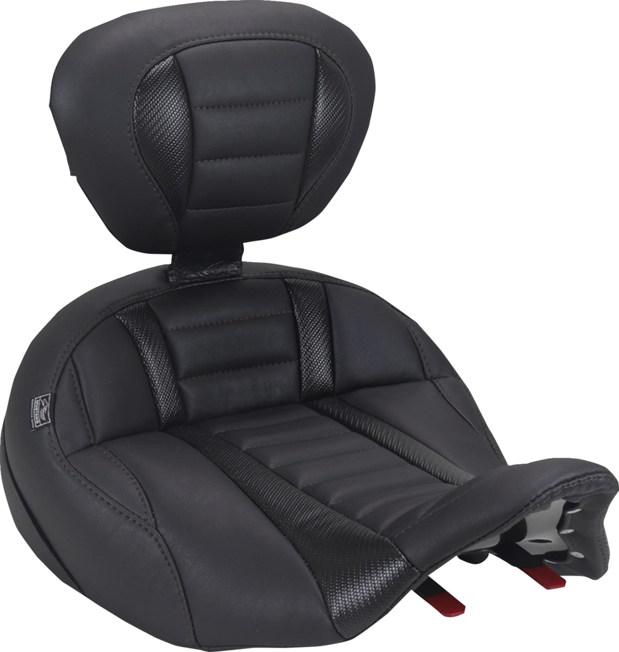 MUSTANG Deluxe Touring Solo Seat - with Driver's Backrest - Black Stitch - FLH/FLT '23-'25 89406