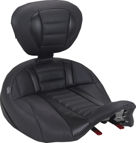 MUSTANG Deluxe Touring Solo Seat - with Driver's Backrest - Black Stitch - FLH/FLT '23-'25 89406