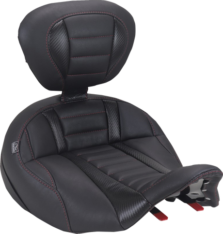 MUSTANG Deluxe Touring Solo Seat - with Driver's Backrest - Dark Cherry Stitch - FLH/FLT '23-'25 89406DC