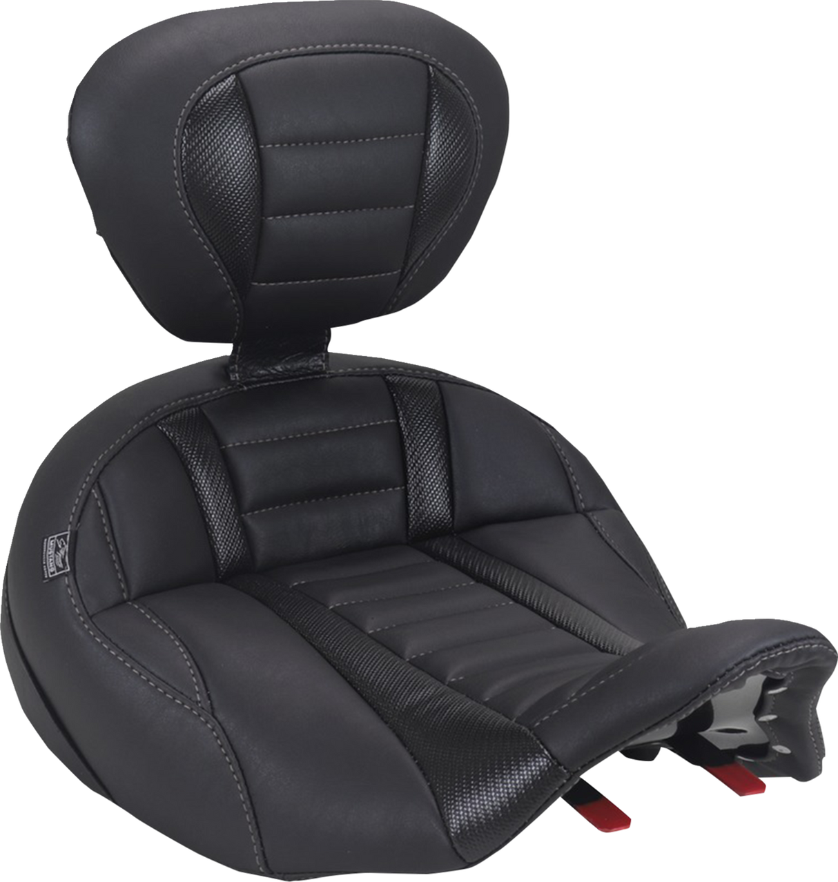 MUSTANG Deluxe Touring Solo Seat - with Driver's Backrest - Gun Metal Gray Stitch - FLH/FLT '23-'25 89406GM