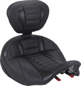 MUSTANG Deluxe Touring Solo Seat - with Driver's Backrest - Gun Metal Gray Stitch - FLH/FLT '23-'25 89406GM