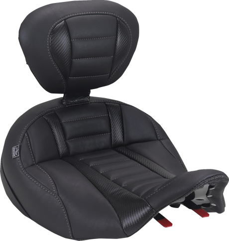 MUSTANG Deluxe Touring Solo Seat - with Driver's Backrest - Gun Metal Gray Stitch - FLH/FLT '23-'25 89406GM