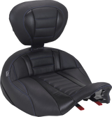 MUSTANG Deluxe Touring Solo Seat - with Driver's Backrest - Sky Blue Stitch - FLH/FLT '23-'25 89406SB