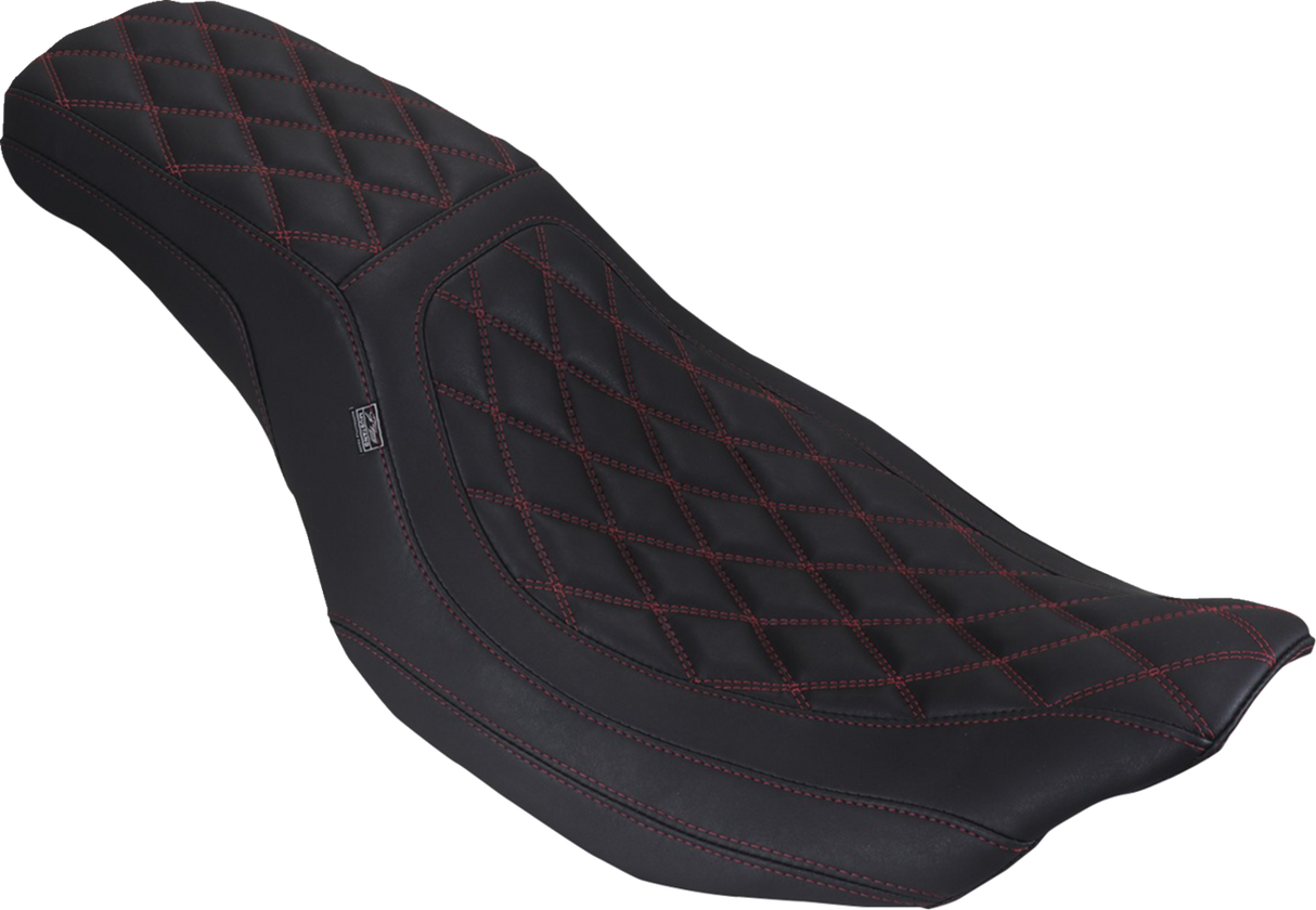 MUSTANG Low Squareback Seat - Double Diamond - Dark Cherry Stitch - FLH/FLT '23-'25 88514 DC