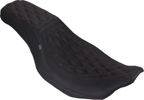 MUSTANG Low Squareback Seat - Double Diamond - Dark Cherry Stitch - FLH/FLT '23-'25 88514 DC