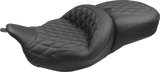 MUSTANG Super Touring Seat - Double Diamond - Gun Metal Stitch FLH/FLT '08-'25 89538GM