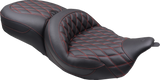 MUSTANG Super Touring Seat - Double Diamond - American Beauty Red Stitch FLH/FLT '08-'25 89538AB