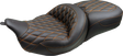 MUSTANG Super Touring Seat - Double Diamond - Mandarin Orange Stitch FLH/FLT '08-'25 89538MO
