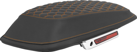 SADDLEMEN Saddlebag Lid Covers - Honeycomb - Orange Stitch - FLT/FLH '14-'25 L870-14-19003