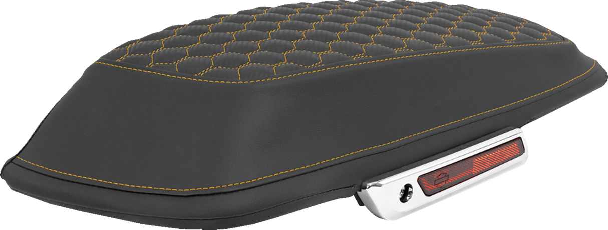 SADDLEMEN Saddlebag Lid Covers - Honeycomb - Gold Stitch - FLT/FLH '14-'25 L870-14-19007