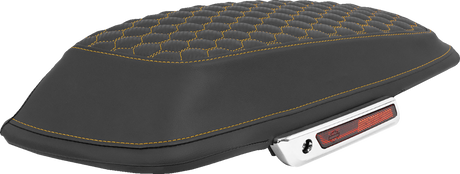 SADDLEMEN Saddlebag Lid Covers - Honeycomb - Gold Stitch - FLT/FLH '14-'25 L870-14-19007