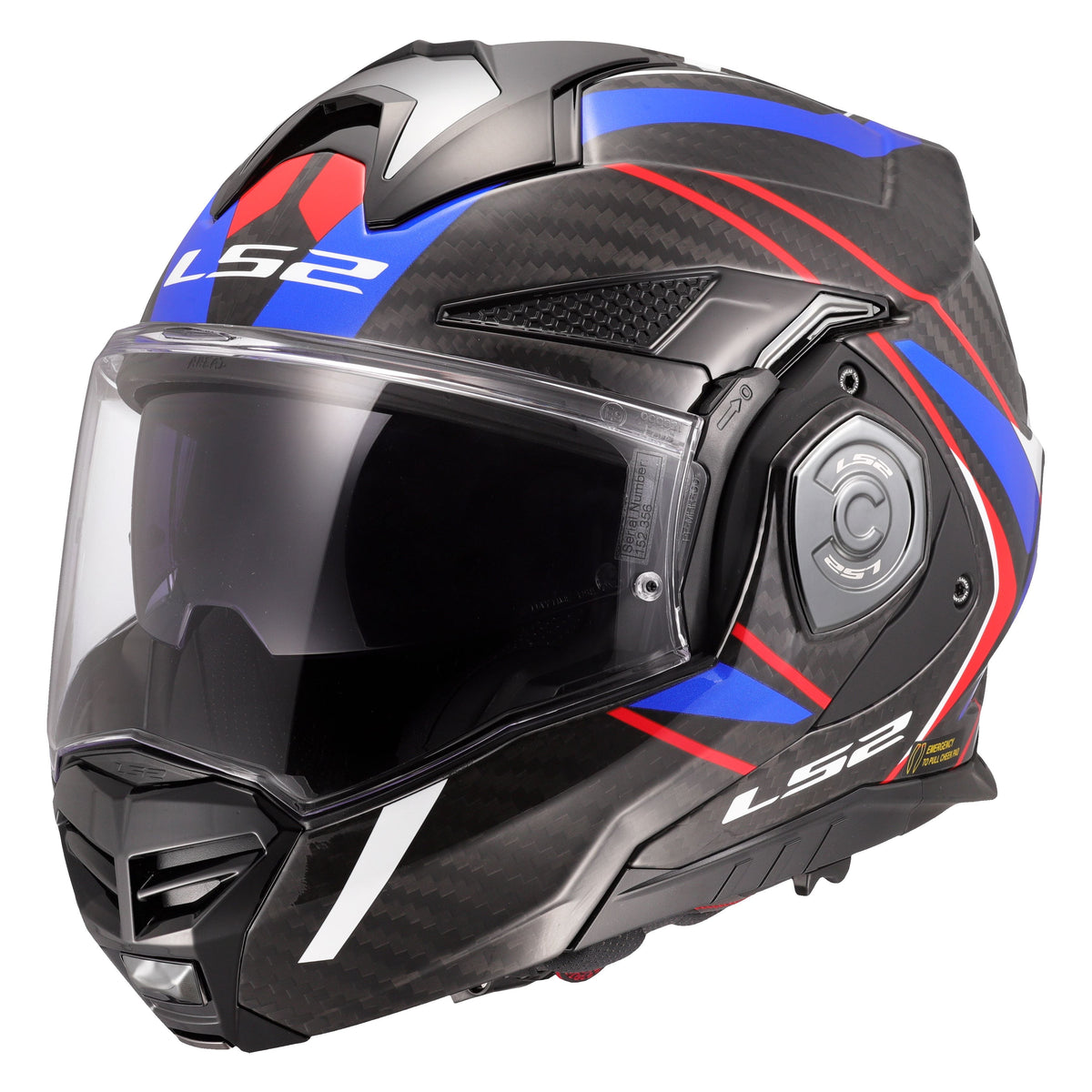LS2 Advant X Carbon Modular Helmet | Future II | Gloss Blue/White/Red | XS–3XL | 901-2151