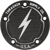 THRASHIN SUPPLY CO. Points Cover - Dished - Black - 5 Hole - Twin Cam TSC-3026-4