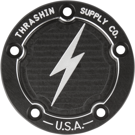 THRASHIN SUPPLY CO. Points Cover - Dished - Black - 5 Hole - Twin Cam TSC-3026-4