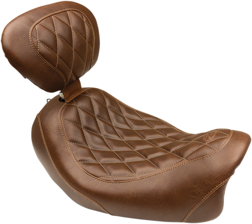 MUSTANG Seat - Wide Tripper* Solo - with Backrest - Diamond - Brown 79797