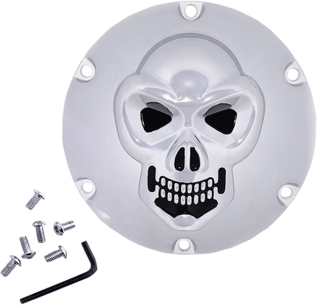 DRAG SPECIALTIES Skull Derby Cover - Chrome - 6-Hole 33-0067SKD