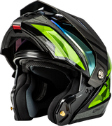 Md 74 Striker Modular Helmet W Gld Shld Blk/Slvr/Grn Mtlc Xs