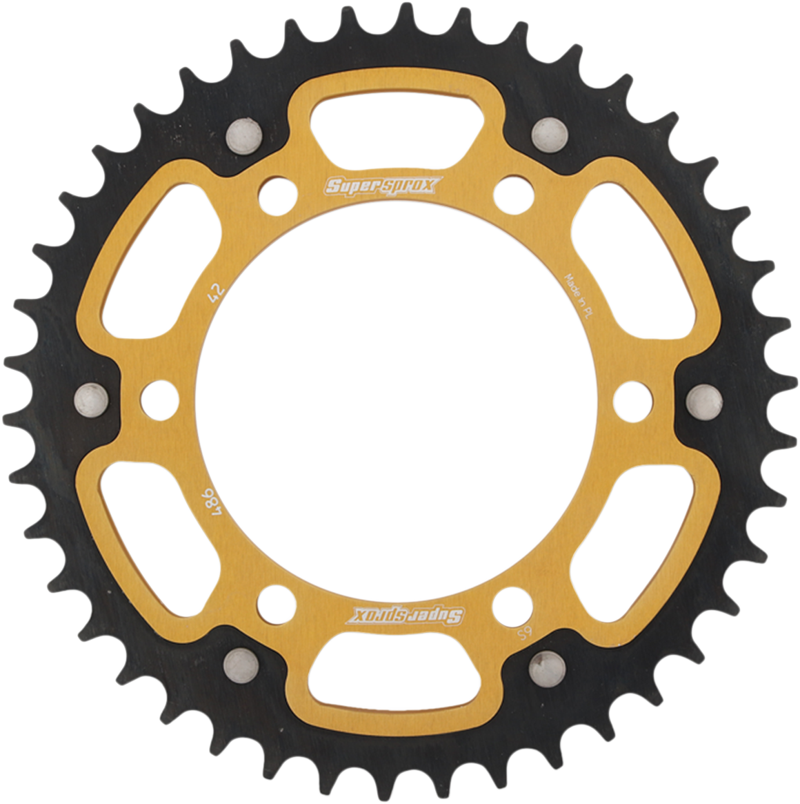 SUPERSPROX RST-486-42-GLD Stealth Rear Sprocket - 42 Tooth - Gold - Kawasaki/Yamaha/Suzuki | Street
