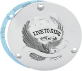 DRAG SPECIALTIES Live to Ride Derby Cover - 3 Hole - Chrome 33-0010CA