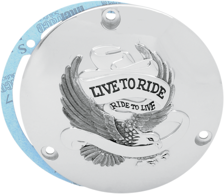 DRAG SPECIALTIES Live to Ride Derby Cover - 3 Hole - Chrome 33-0010CA
