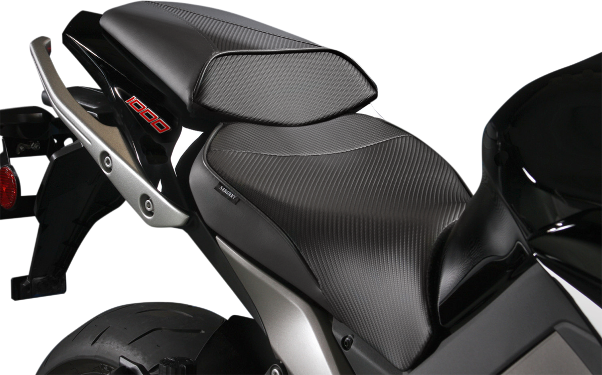 Sargent WSP-615N-19 World Sport Performance Seat - Black - Carbon FX - with Rear Seat Cover - Kawasaki '11-'16