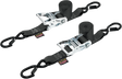 Powertye Mfg. 30572-S Soft-Tye Tie-Down Straps - Ratchet - with Latch Hooks - 1-1/2" x 6-1/2' - Black