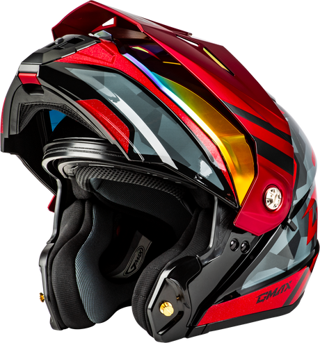 Md 74 Striker Modular Helmet W Red Shield Blk/Gry/Rd Mtlc Sm