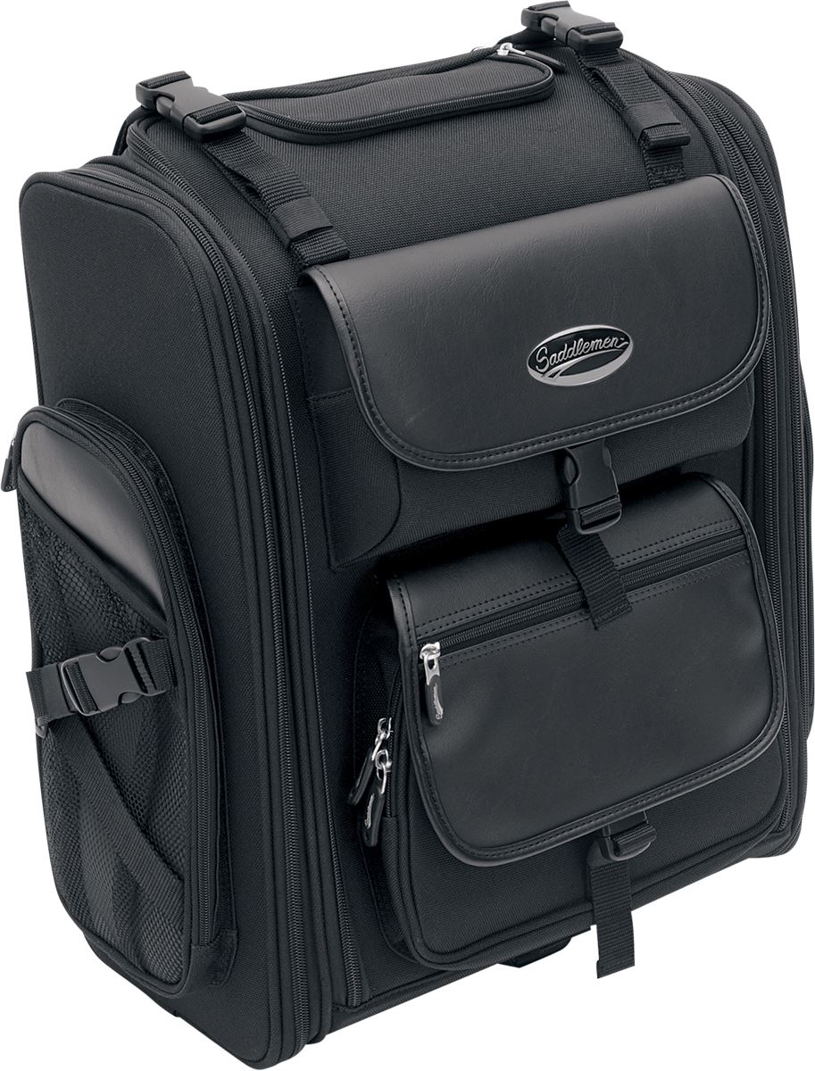 Saddlemen S2200E Expandable Motorcycle Sissy Bar Bag | Fold-Down Duffel & 1200D SaddleTuff