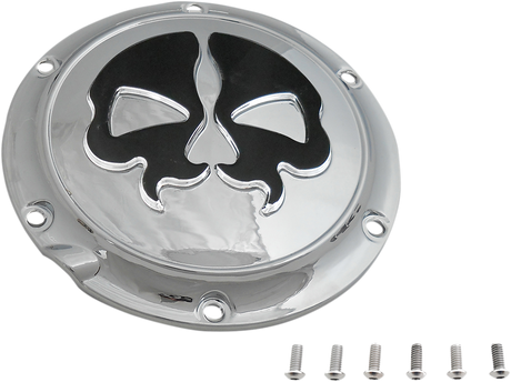 DRAG SPECIALTIES Split Skull Derby Cover - Chrome 78044