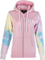 Women's Fly Tie Dye Zip Up Hoodie Pink/Yellow/Blue Lg - Cycle City Outdoors