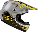 Youth Kinetic Drip Helmet Grey/Black/Yellow Ys