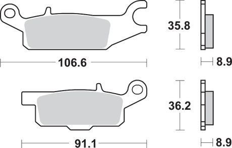 SBS Sintered Rear Left Brake Pads - 852SI (Yamaha Grizzly FI 4x4 Auto / Grizzly / YFM 550 Grizzly 2007–2025)