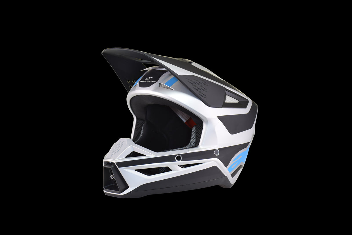Alpinestars SM3 Heat Helmet Silver/Blue/Black Lg