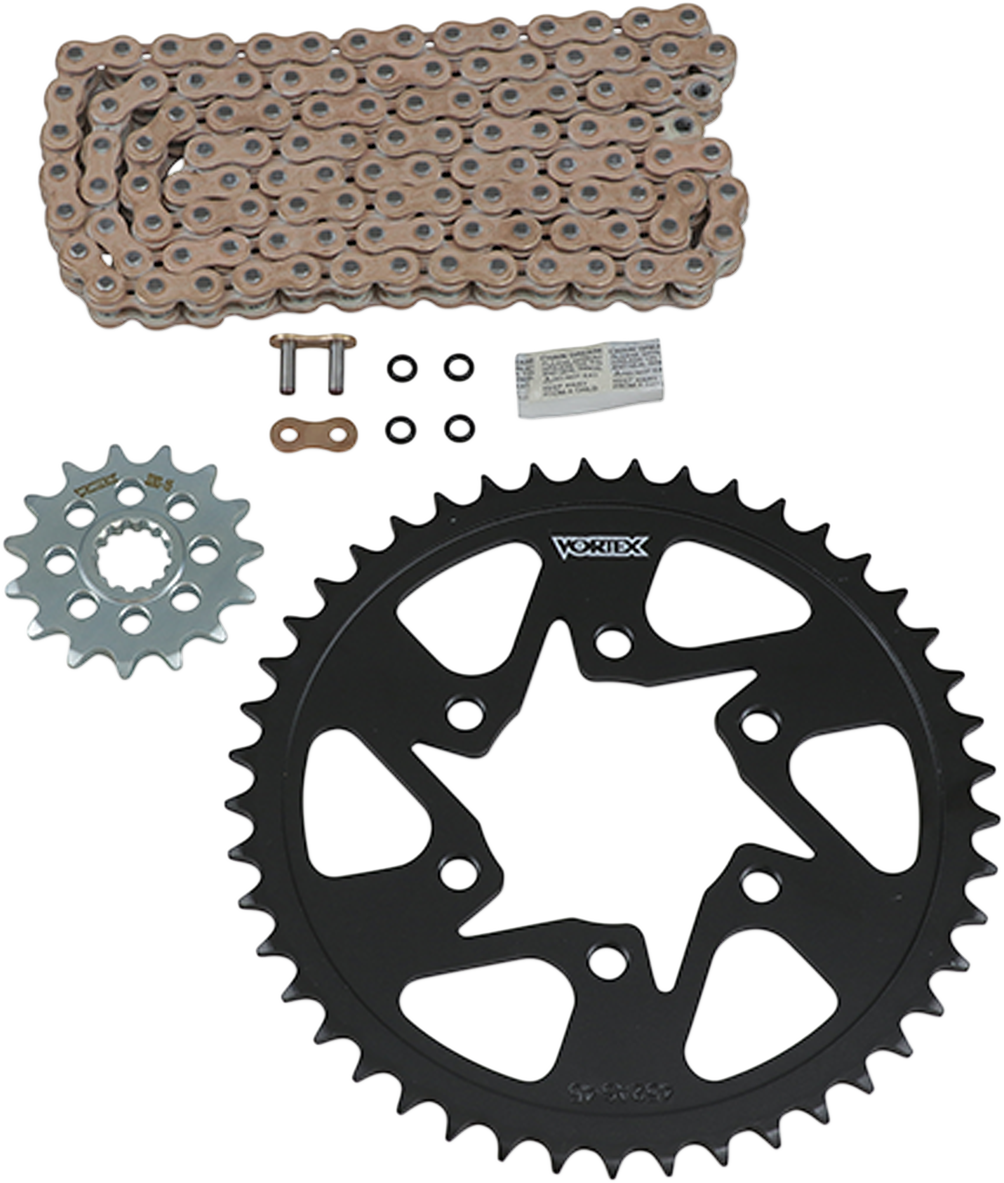 VORTEX CKG6349 Chain and Sprocket Kit - HFRS - Gold - Kawasaki ZX-6R | Street
