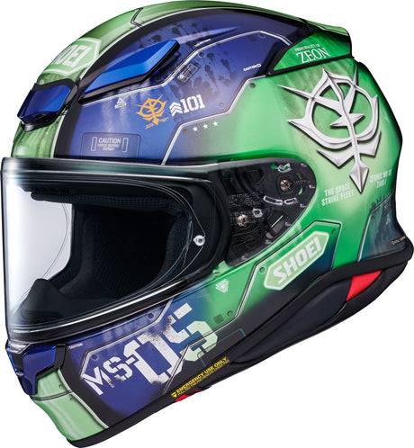 Shoei RF-1400 MS-05 Zaku I TC-11 Full-Face Motorcycle Helmet - Blue/Green
