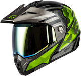 Md 74 Striker Modular Helmet W Gld Shld Blk/Slvr/Grn Mtlc Xs