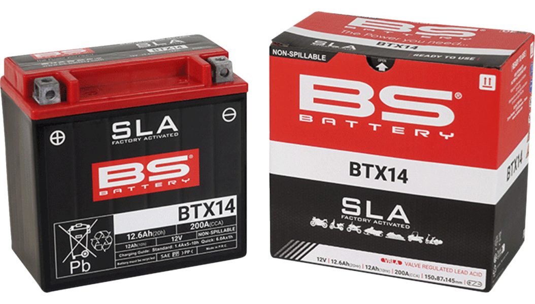 BS Battery BTX14 AGM Powersports Battery | 12V 12Ah 200 CCA | Factory Activated | Multi-Position