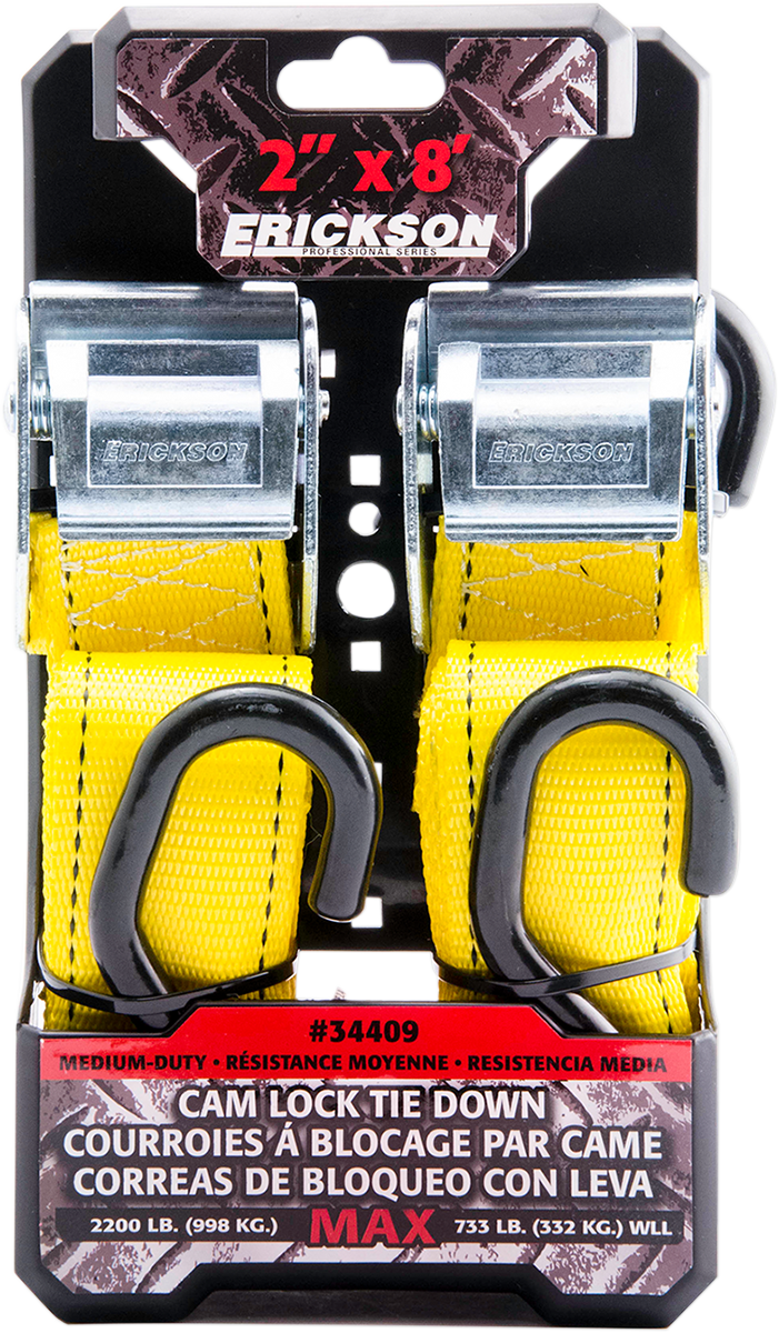 Erickson 34409 Tie-Down Straps - Cam Lock - 2" x 8' | ATV/UTV/Off-Road