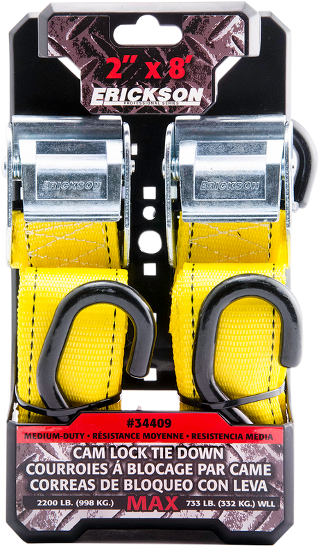 Erickson 34409 Tie-Down Straps - Cam Lock - 2" x 8' | ATV/UTV/Off-Road