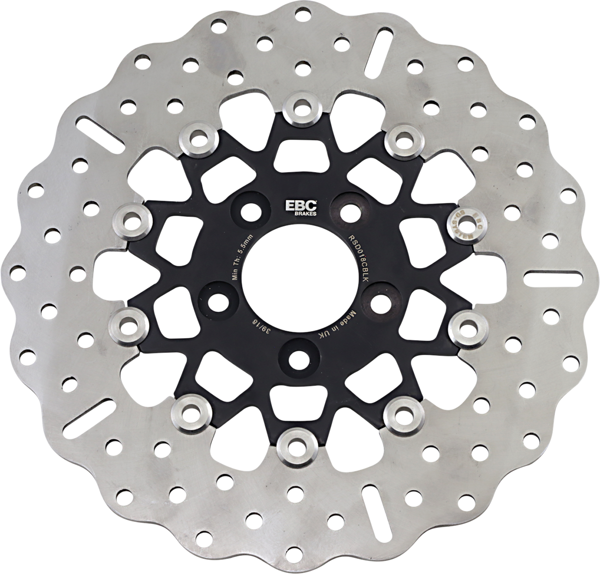 EBC Custom Stainless Steel Rear Brake Rotor - RSD018CBLK (Harley-Davidson 2000–2023)