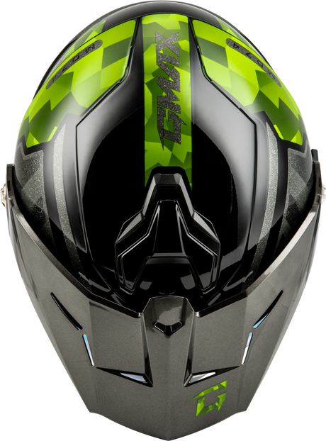 Md 74 Striker Modular Helmet W Gld Shld Blk/Slvr/Grn Mtlc 3x