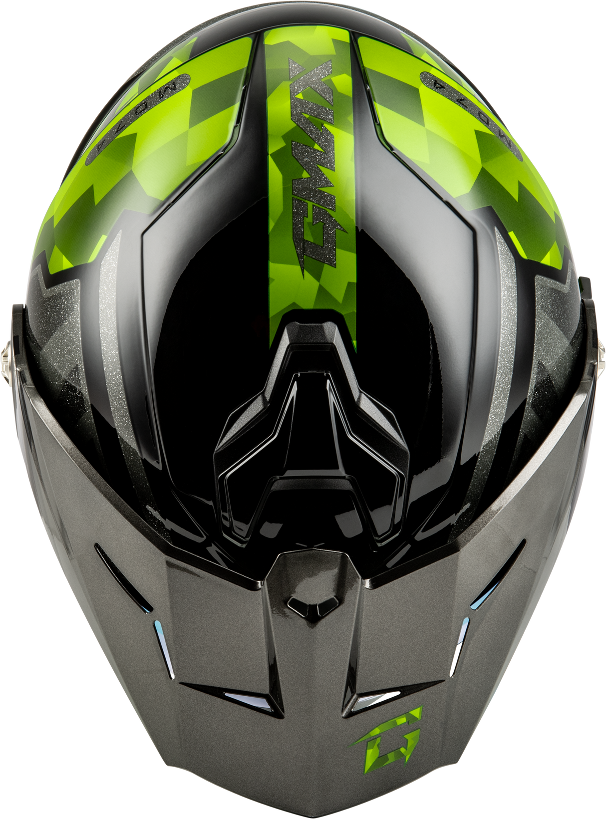 Md 74 Striker Modular Helmet W Gld Shld Blk/Slvr/Grn Mtlc Lg