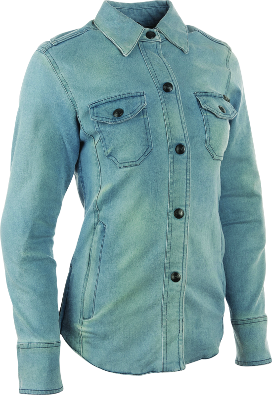 Speed and Strength Speed Society Armored Moto Shirt Denim Blue Womens - Small - Cycle City Outdoors